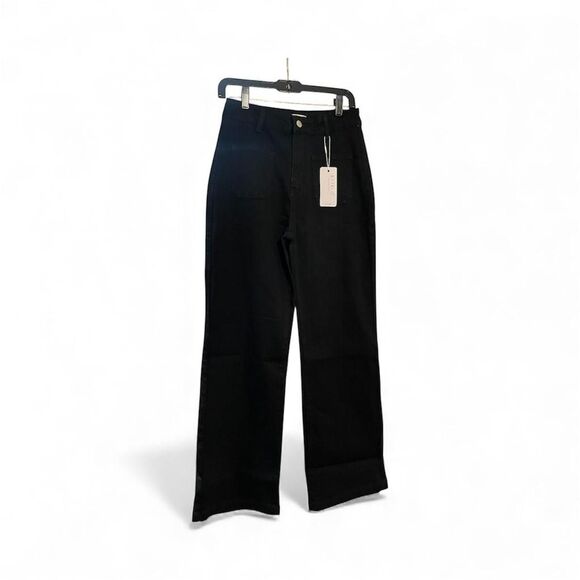 Ettelo Black high-waisted straight-leg trousers - Picture 2 of 8